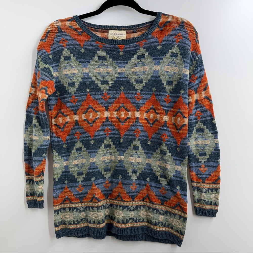 Denim & Supply Ralph Lauren Sweater XS Southwestern Aztec Cotton Oversized